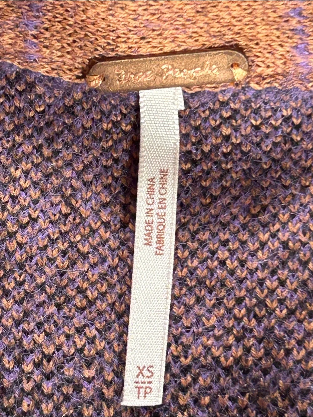 Free People Plaid Button Front Knit Sweater Vest Size XS